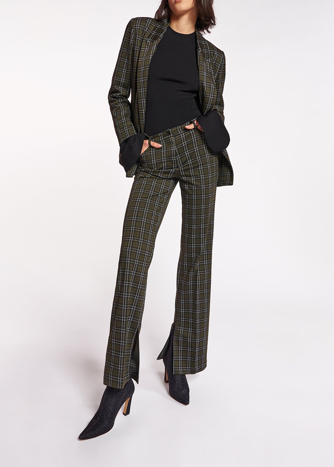 Kaki geruite blazer met dubbele knopenrij RE—SSENTIEL tweedehands photo 3