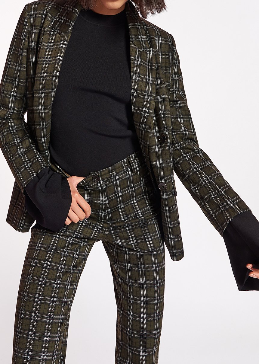 Kaki geruite blazer met dubbele knopenrij RE—SSENTIEL tweedehands photo 5