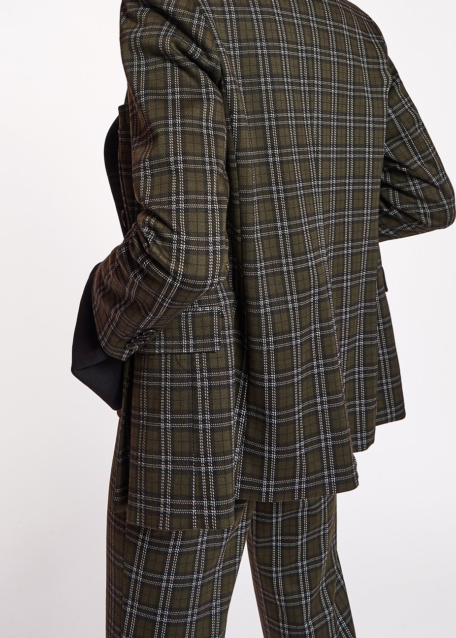 Kaki geruite blazer met dubbele knopenrij RE—SSENTIEL tweedehands photo 6
