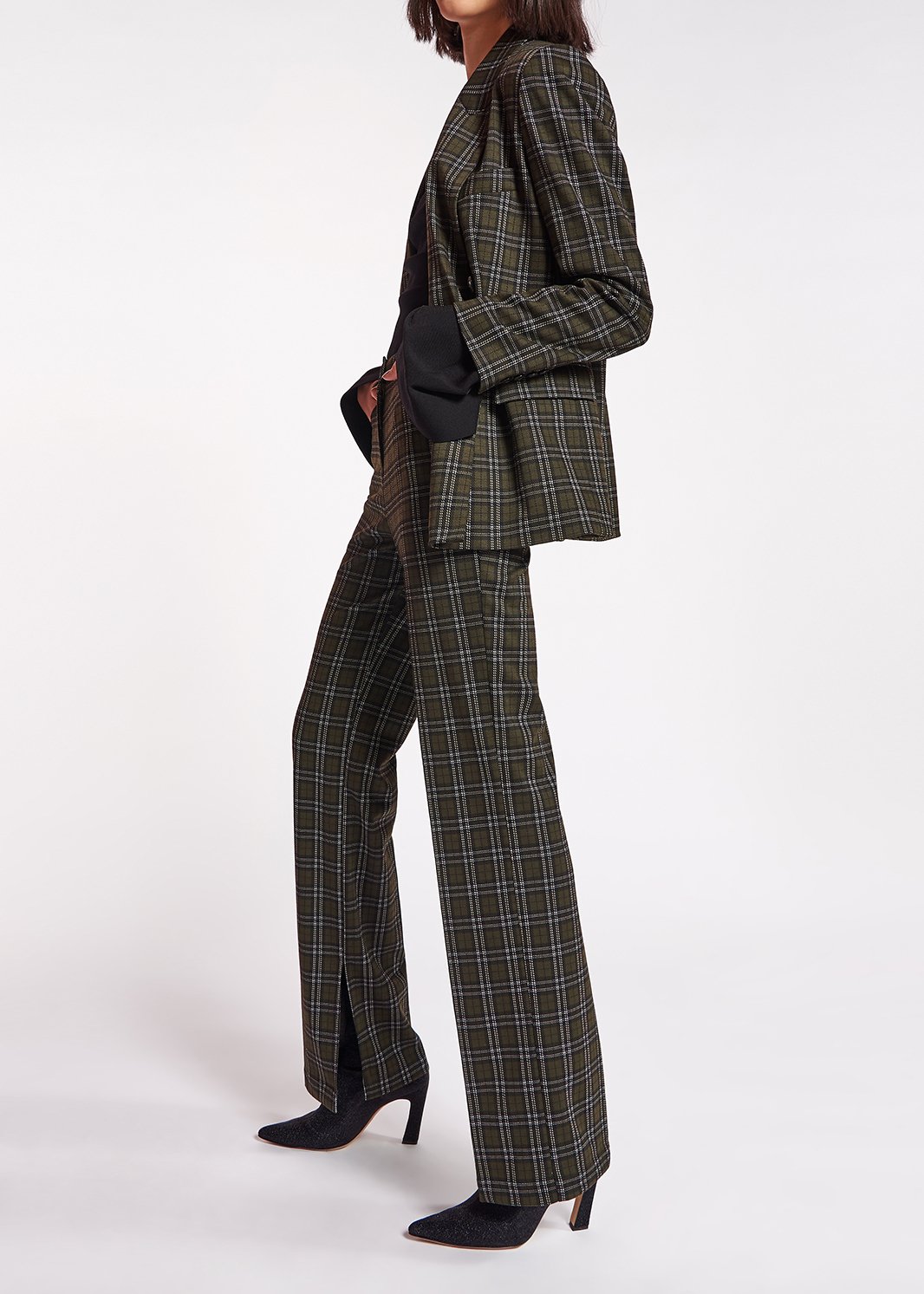 Kaki geruite blazer met dubbele knopenrij RE—SSENTIEL tweedehands photo 7