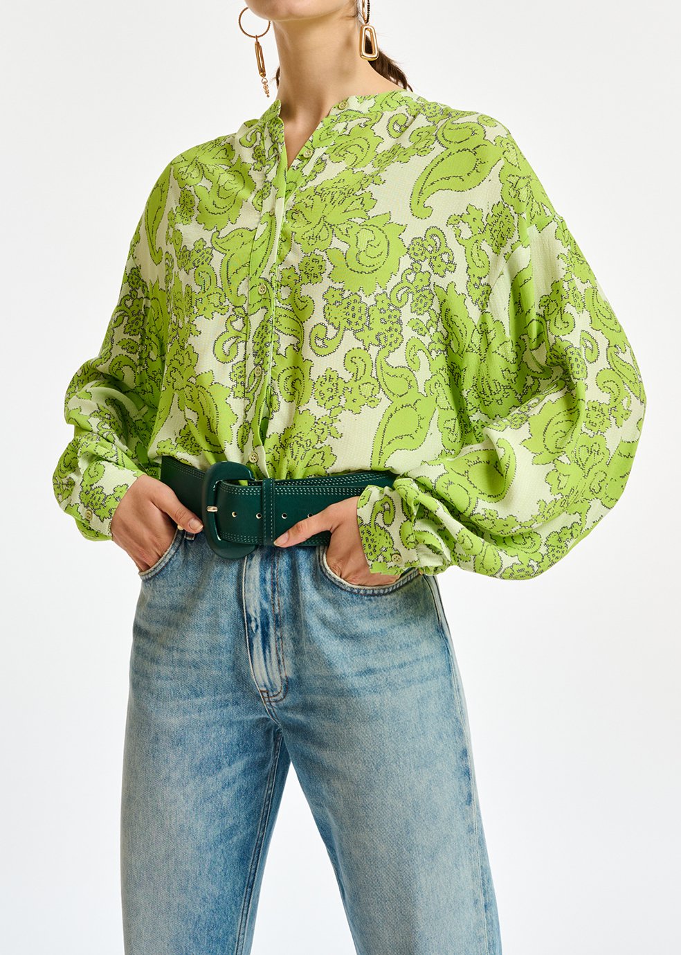 Chemise à  imprimé fleuri vert RE—SSENTIEL seconde main photo 4