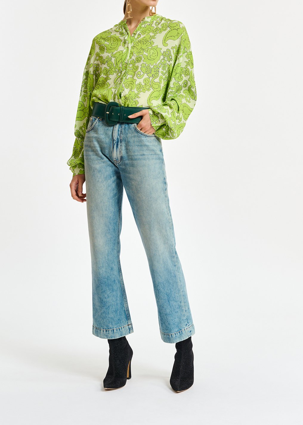 Chemise à  imprimé fleuri vert RE—SSENTIEL seconde main photo 5