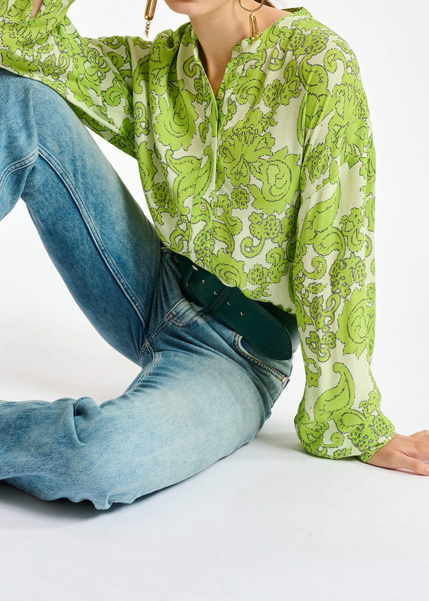 Chemise à  imprimé fleuri vert RE—SSENTIEL seconde main photo 8
