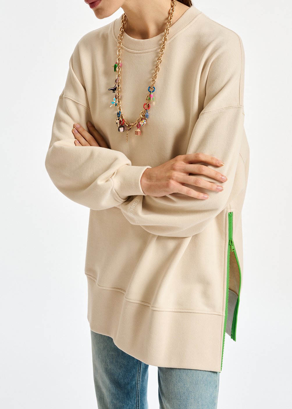 Gebroken witte boxy sweater van biokatoen RE—SSENTIEL tweedehands photo 3