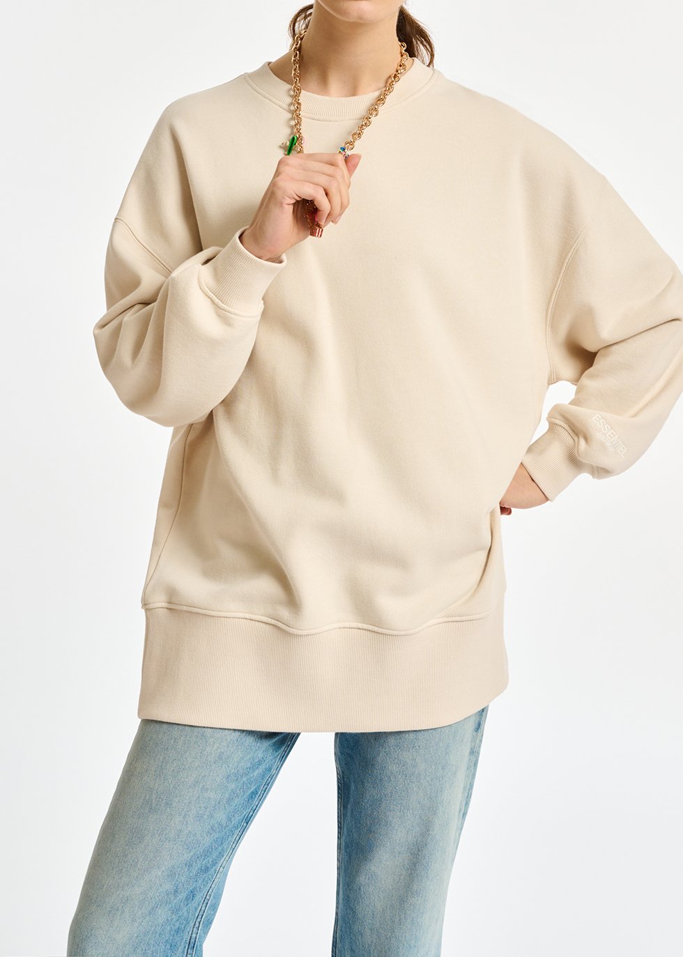 Gebroken witte boxy sweater van biokatoen RE—SSENTIEL tweedehands photo 6