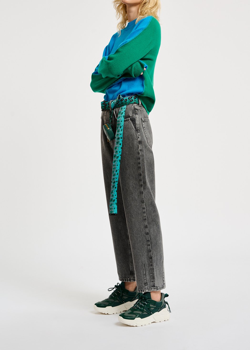 Grey cropped high-rise jeans RE—SSENTIEL second-hand photo 3