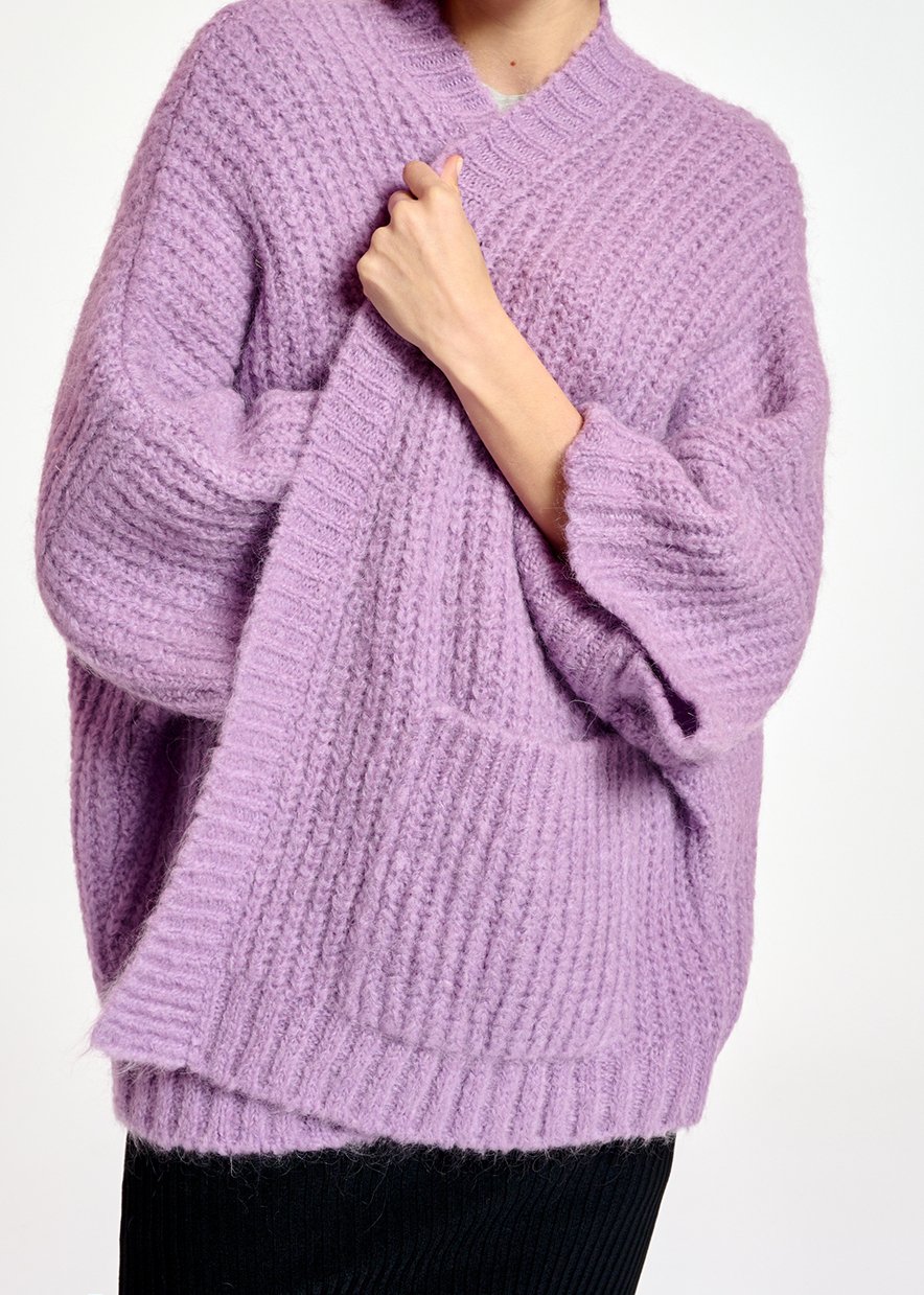 Mauve boxy cut cardigan RE—SSENTIEL second-hand photo 7