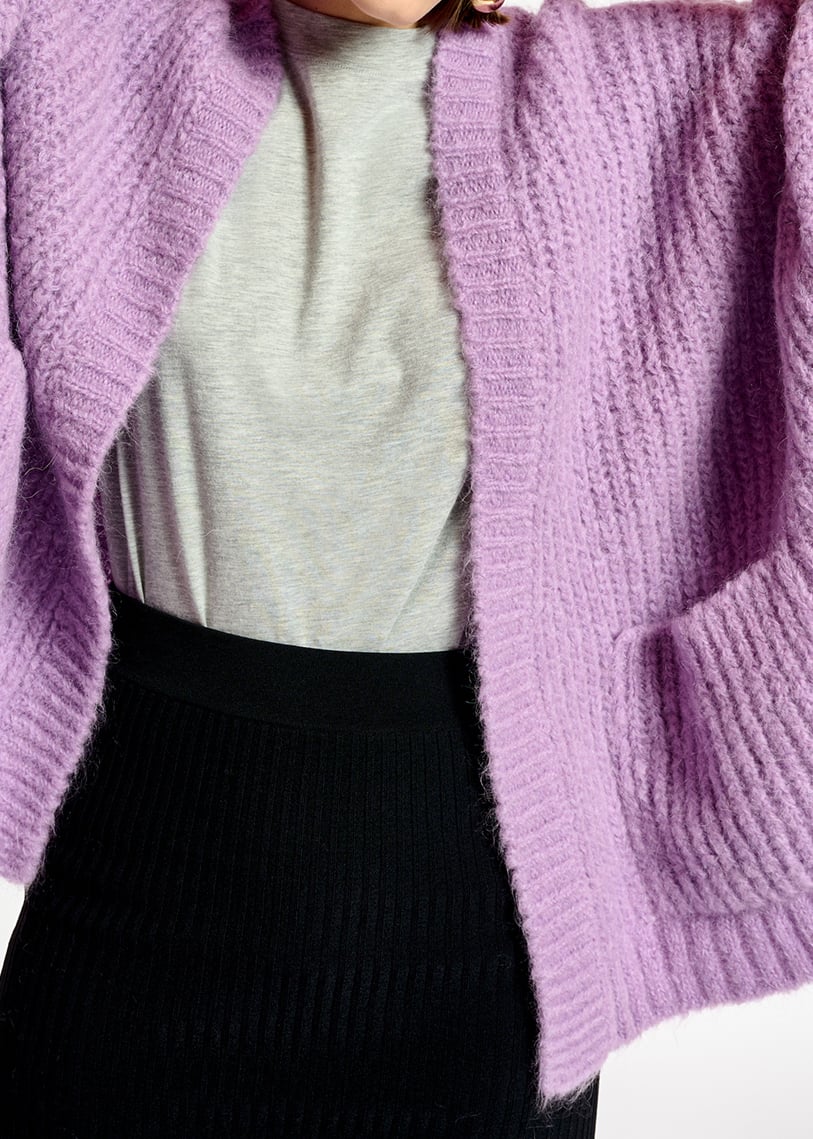 Mauve boxy cut cardigan RE—SSENTIEL second-hand photo 8