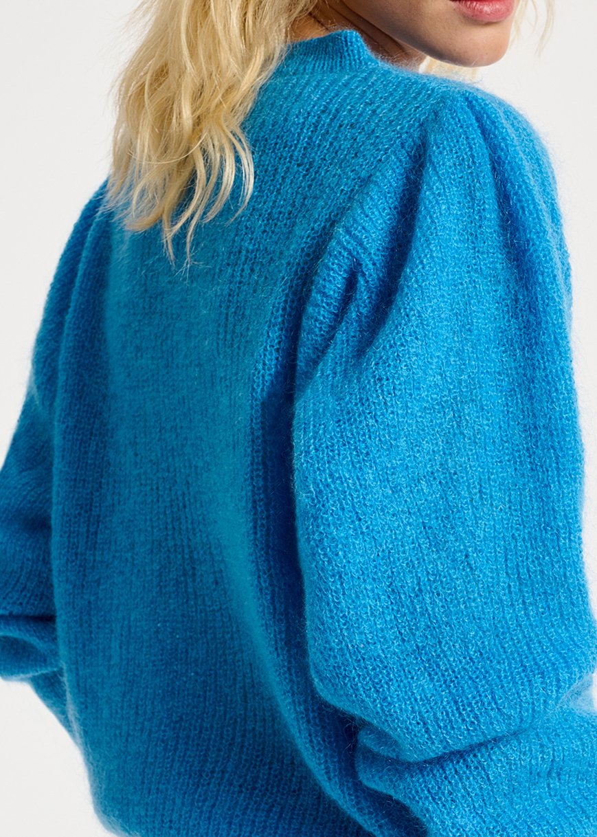 Blauwe trui van mohairmix met pofschouders RE—SSENTIEL tweedehands photo 5