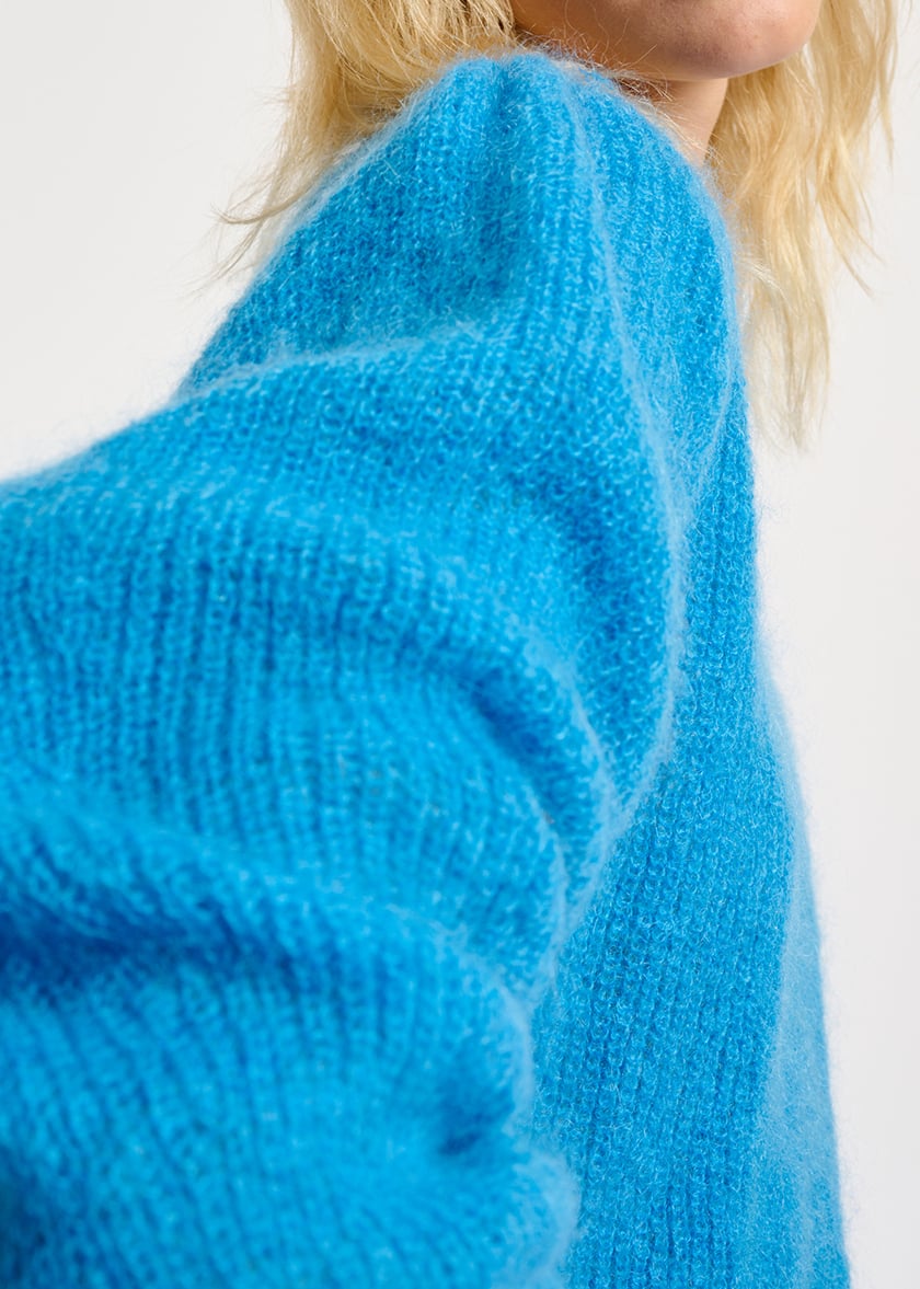 Blauwe trui van mohairmix met pofschouders RE—SSENTIEL tweedehands photo 8