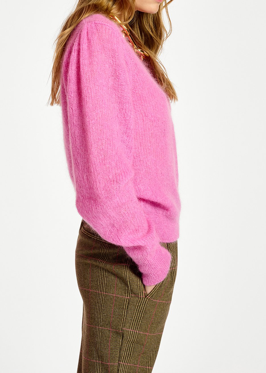 Pull rose néon en mohair mélangé à  épaules bouffantes RE—SSENTIEL seconde main photo 5