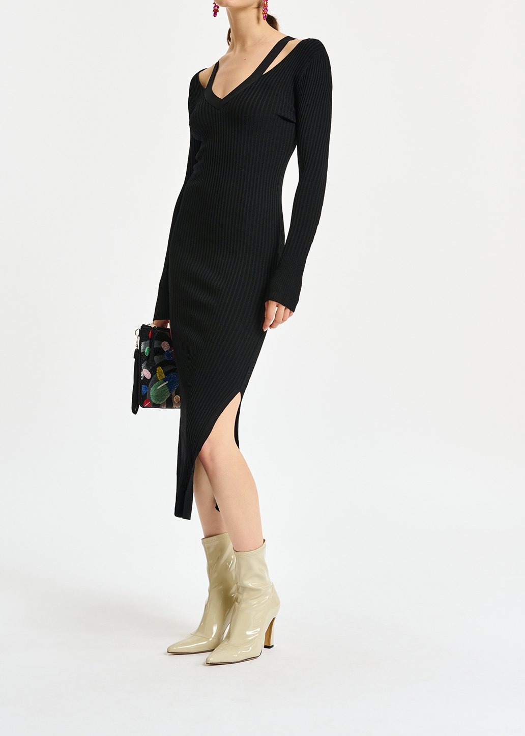 Black midi-length knit dress RE—SSENTIEL second-hand photo 7