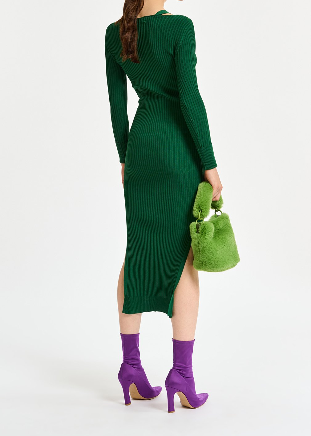 Dark green midi-length knit dress RE—SSENTIEL second-hand photo 5