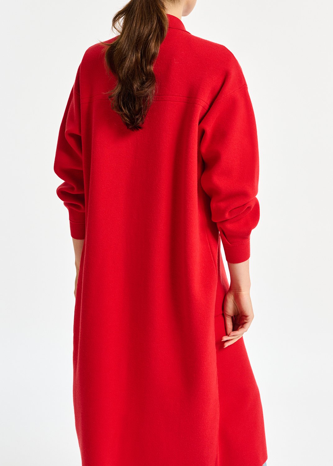 Rode gebreide cardigan met riem RE—SSENTIEL tweedehands photo 8