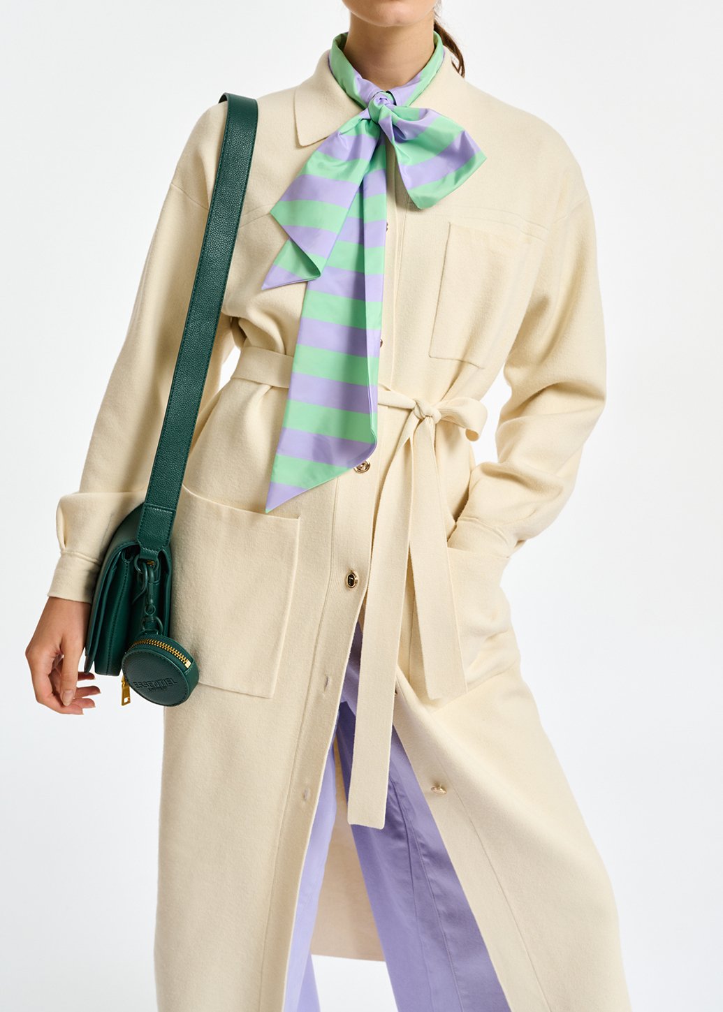 Cardigan blanc cassé avec ceinture RE—SSENTIEL seconde main photo 7