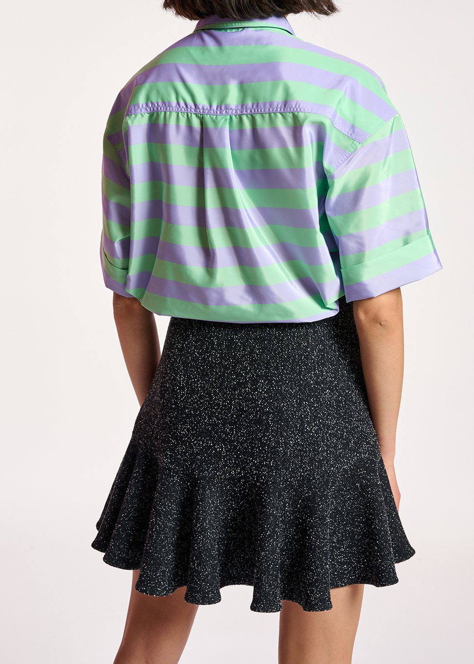 Chemise à  rayures lilas et vert menthe avec noeud RE—SSENTIEL seconde main photo 7