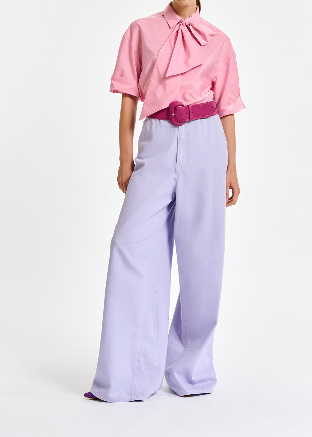 Chemise à  rayures rose clair avec noeud RE—SSENTIEL seconde main photo 5