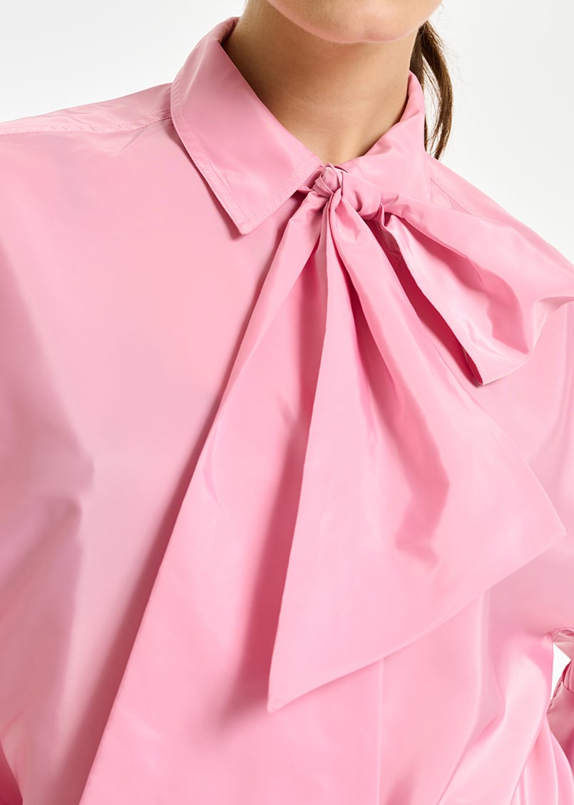 Chemise à  rayures rose clair avec noeud RE—SSENTIEL seconde main photo 7