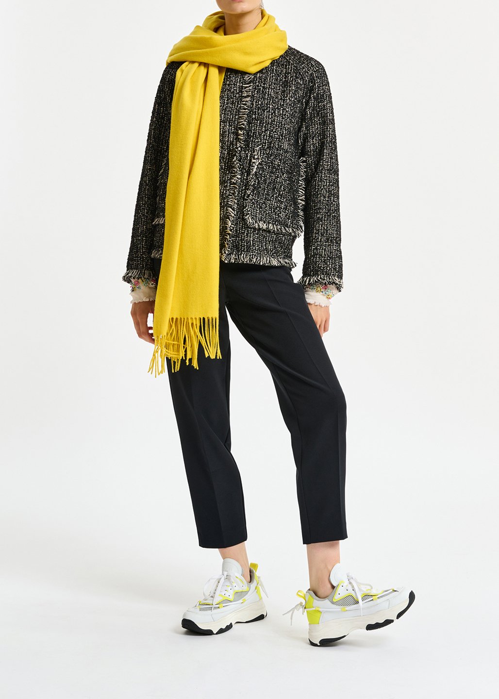 Gele oversized sjaal van wol RE—SSENTIEL tweedehands photo 5