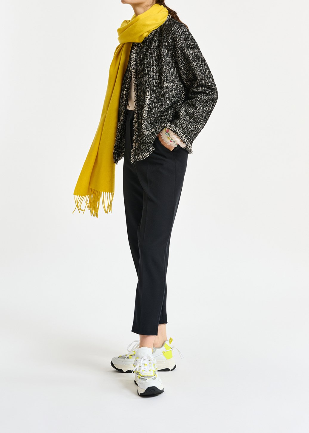 Gele oversized sjaal van wol RE—SSENTIEL tweedehands photo 6