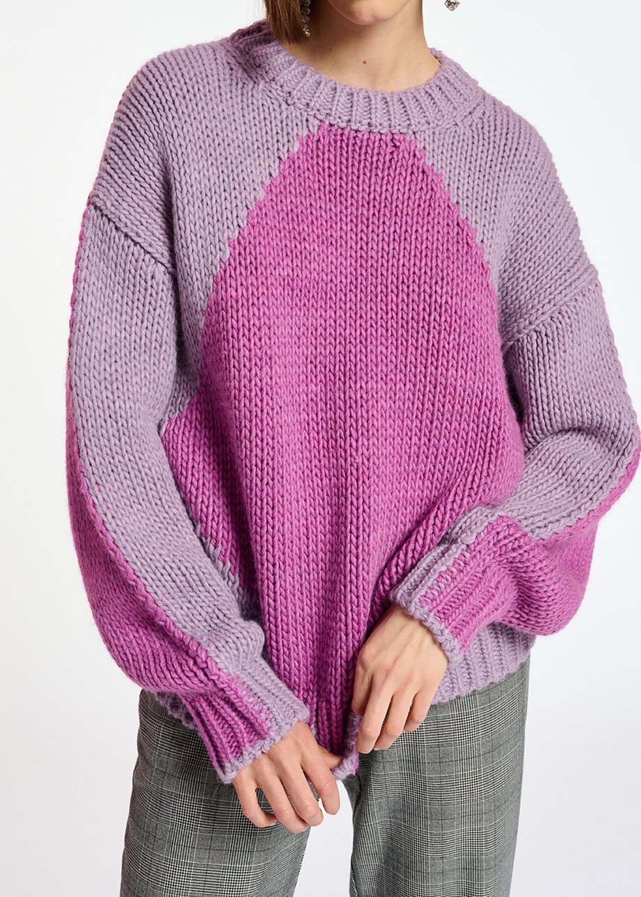 Pull en tricot épais lilas et rose RE—SSENTIEL seconde main photo 3