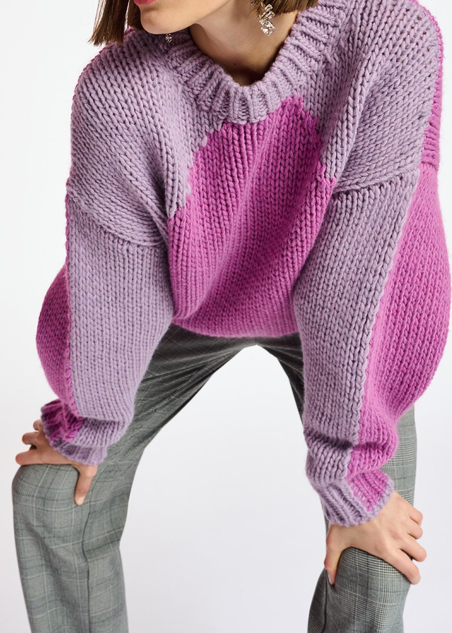 Pull en tricot épais lilas et rose RE—SSENTIEL seconde main photo 4