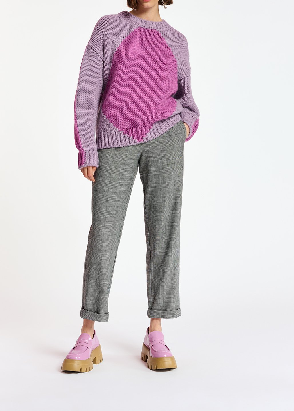 Pull en tricot épais lilas et rose RE—SSENTIEL seconde main photo 6