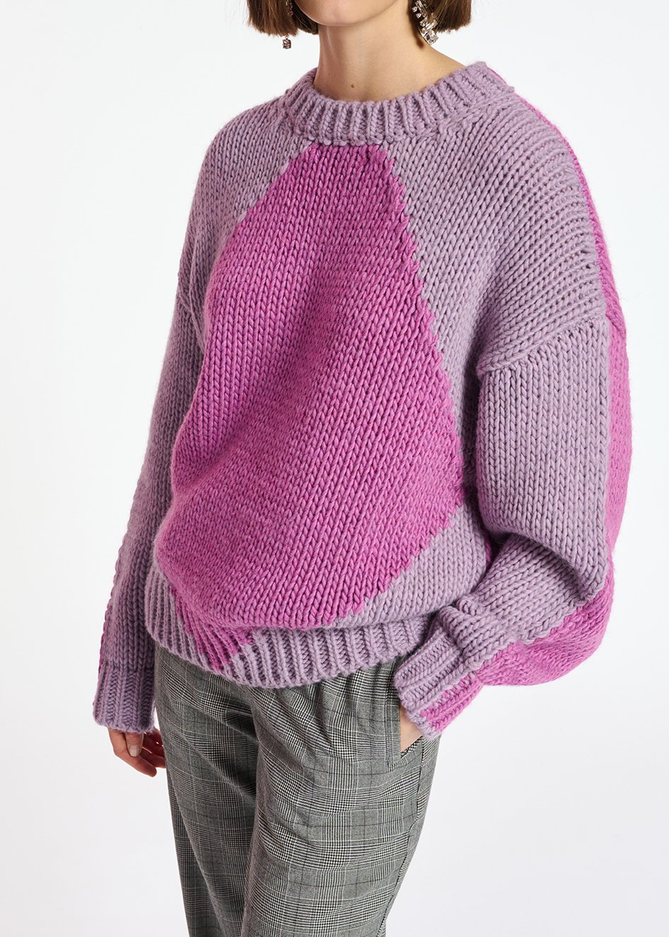 Pull en tricot épais lilas et rose RE—SSENTIEL seconde main photo 7