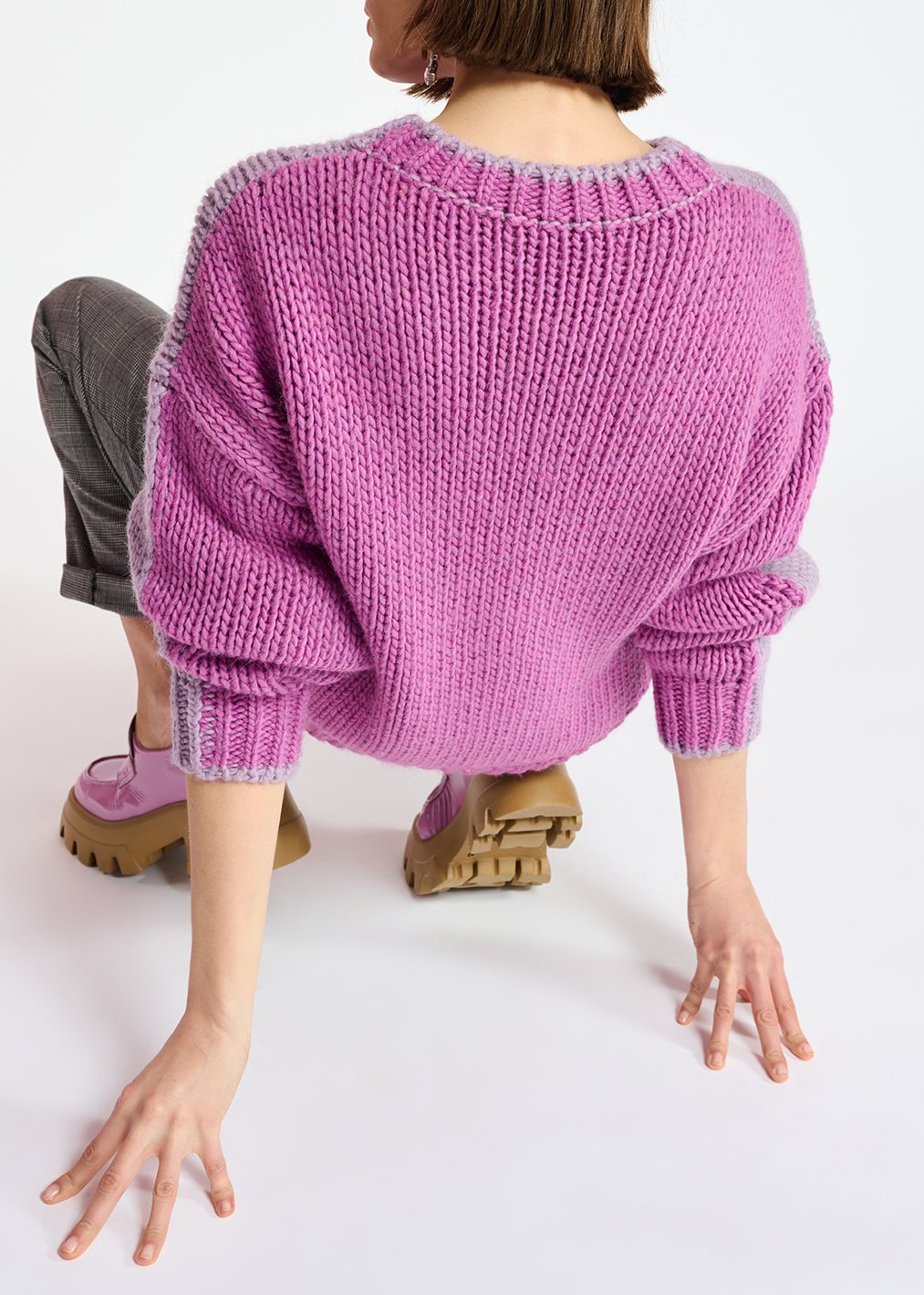 Pull en tricot épais lilas et rose RE—SSENTIEL seconde main photo 8