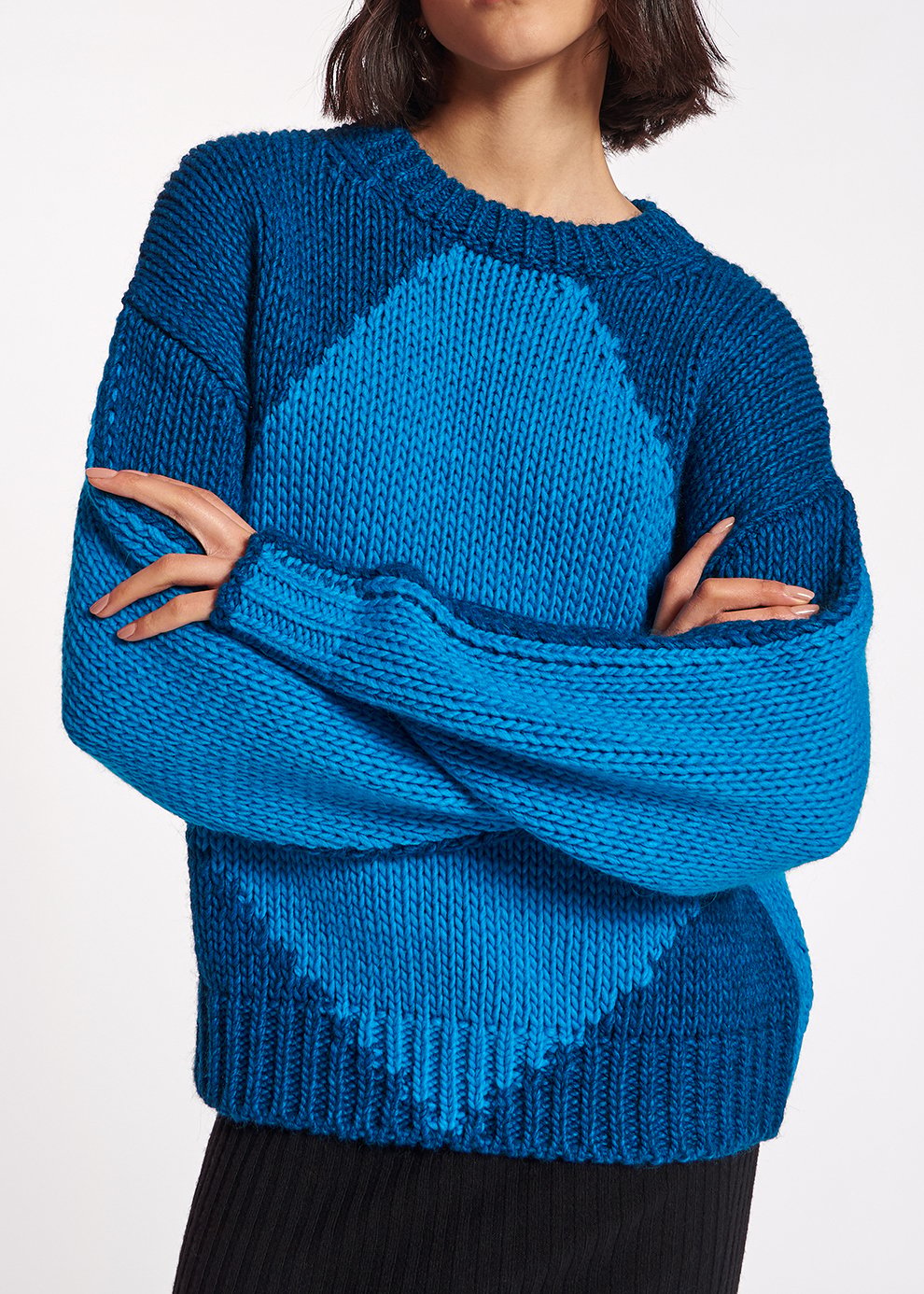 Blue and dark blue chunky knit sweater RE—SSENTIEL second-hand photo 3