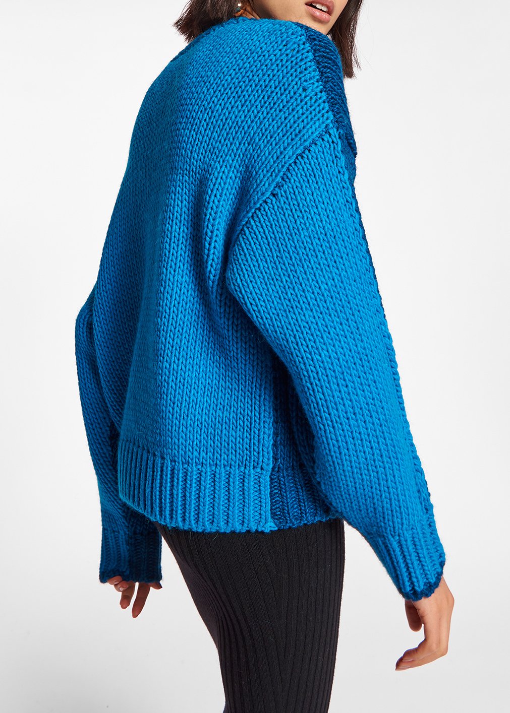 Blue and dark blue chunky knit sweater RE—SSENTIEL second-hand photo 4