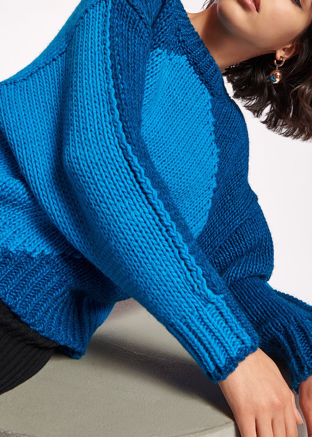 Blue and dark blue chunky knit sweater RE—SSENTIEL second-hand photo 5