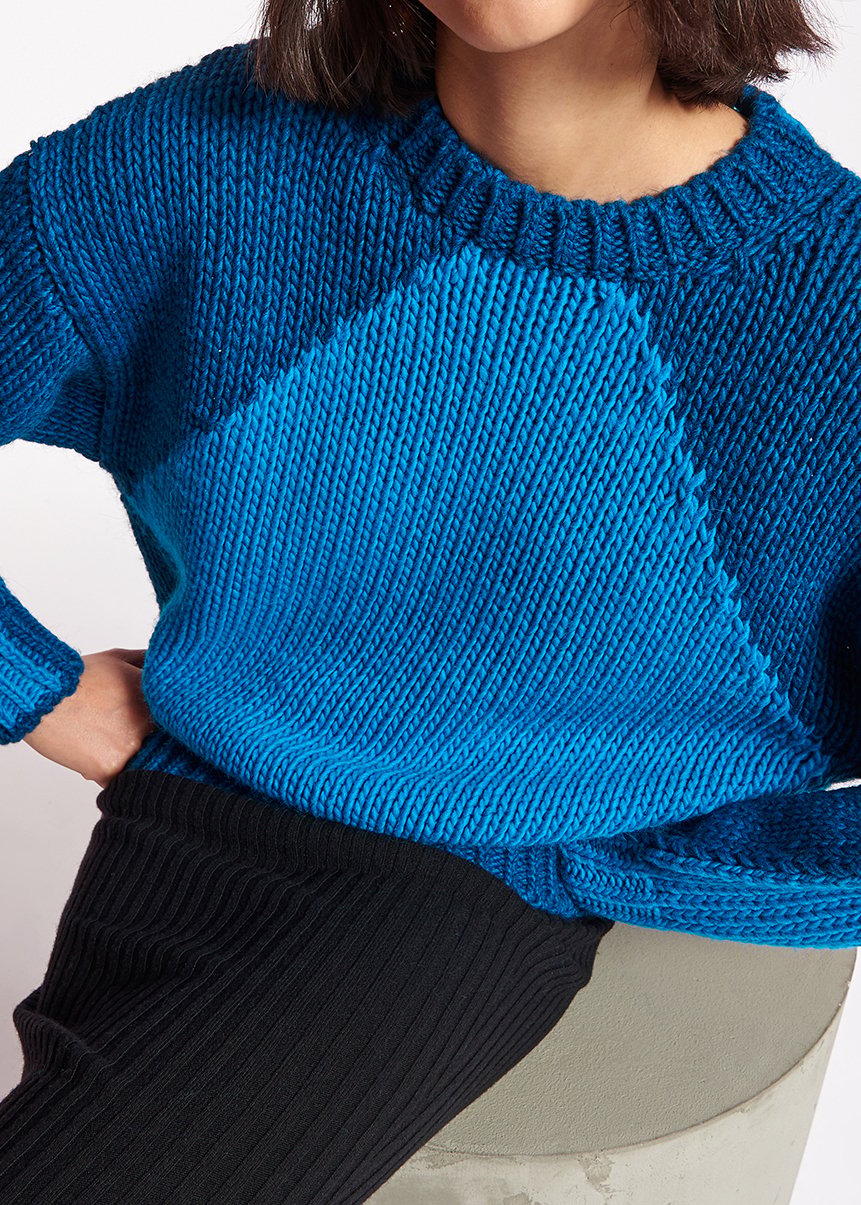 Blue and dark blue chunky knit sweater RE—SSENTIEL second-hand photo 6