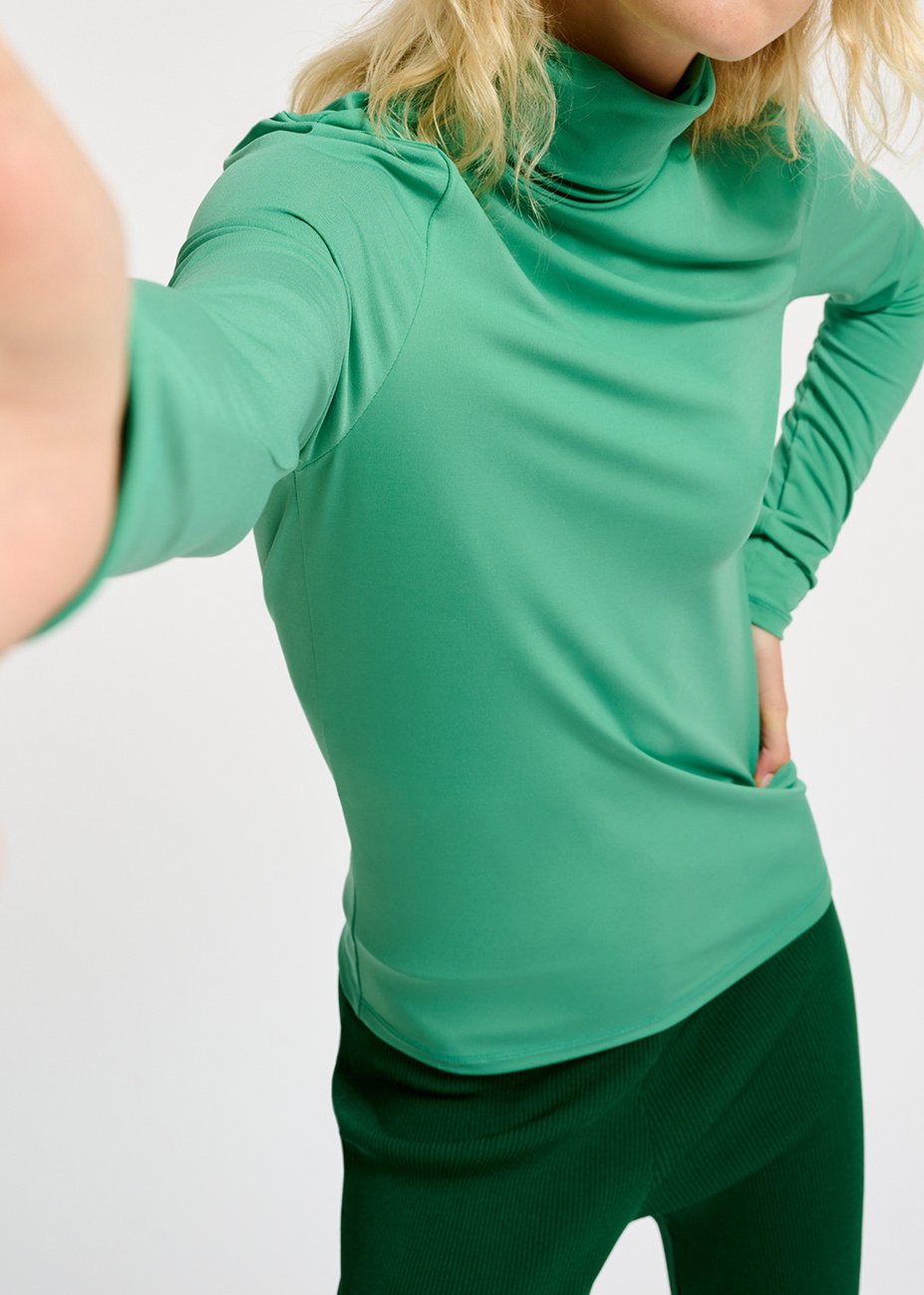 Teal slim-fit turtleneck top RE—SSENTIEL second-hand photo 3