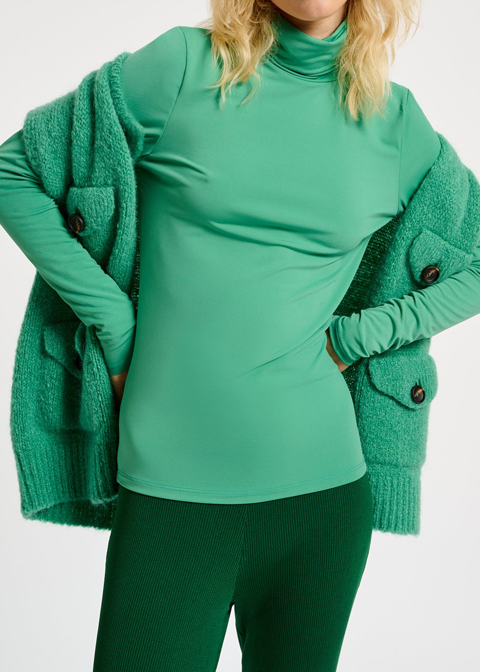 Teal slim-fit turtleneck top RE—SSENTIEL second-hand photo 5
