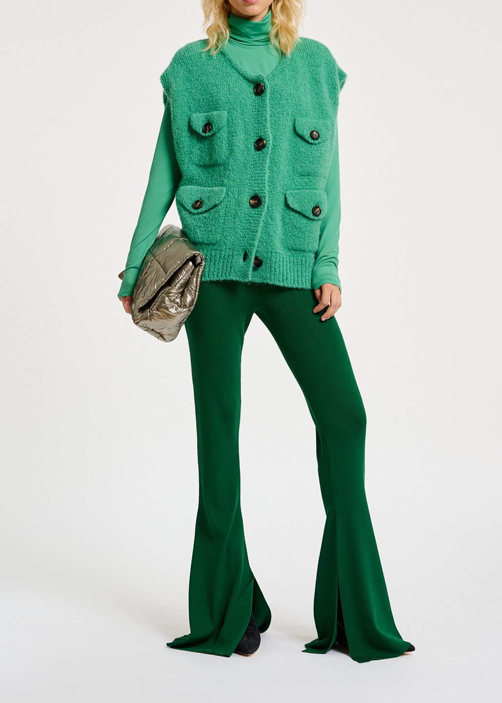 Teal slim-fit turtleneck top RE—SSENTIEL second-hand photo 6