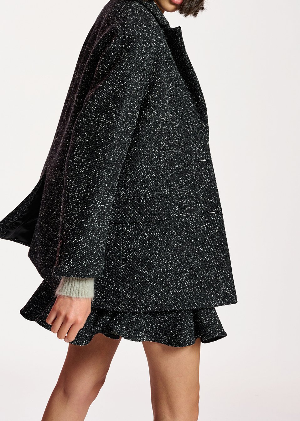 Zwarte oversized blazer in bouclé RE—SSENTIEL tweedehands photo 5