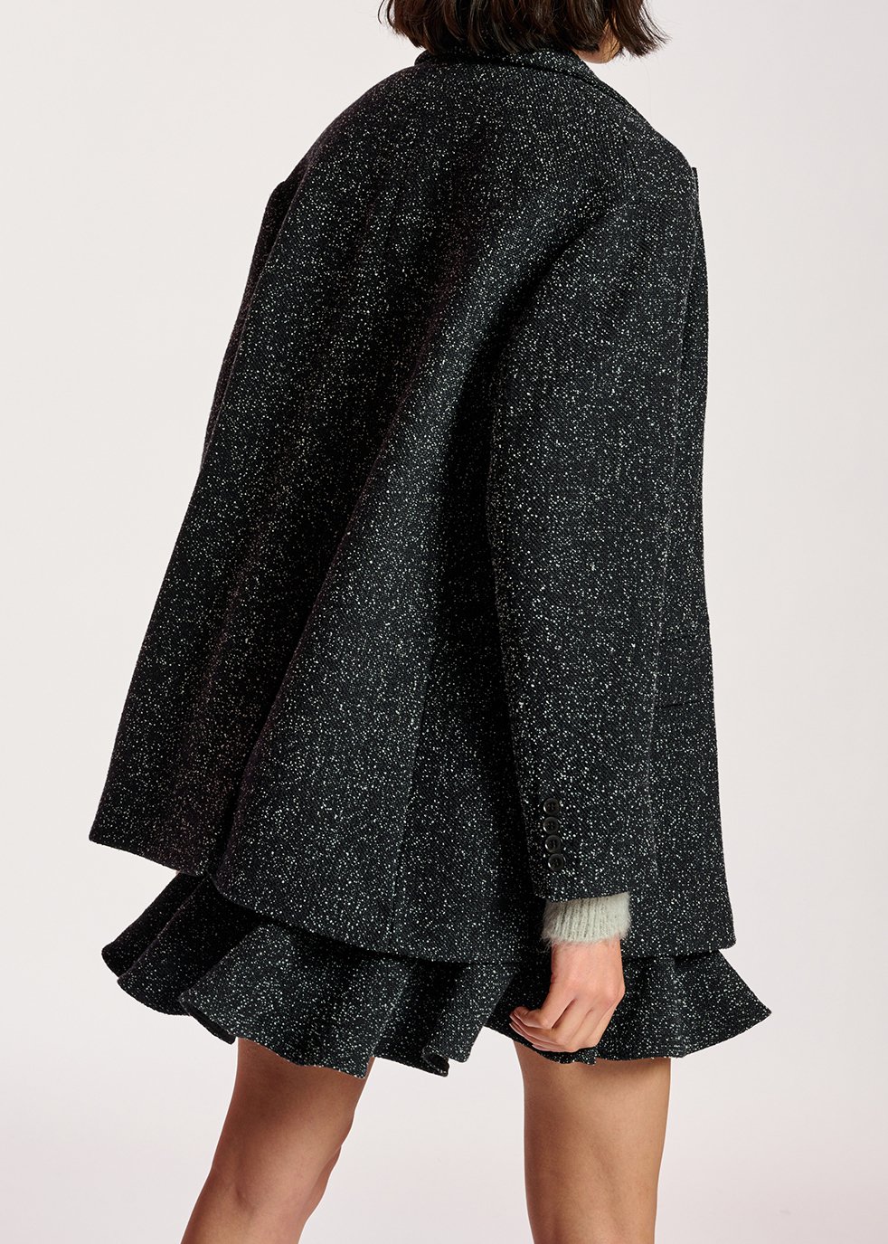 Zwarte oversized blazer in bouclé RE—SSENTIEL tweedehands photo 6