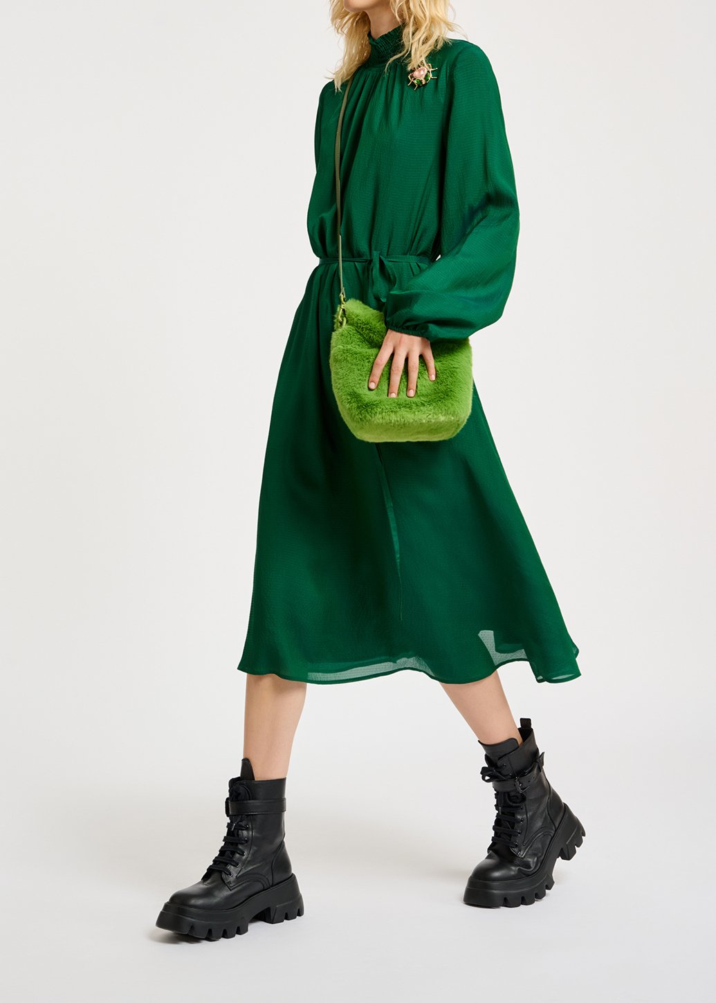 Donkergroene midi-jurk RE—SSENTIEL tweedehands photo 5