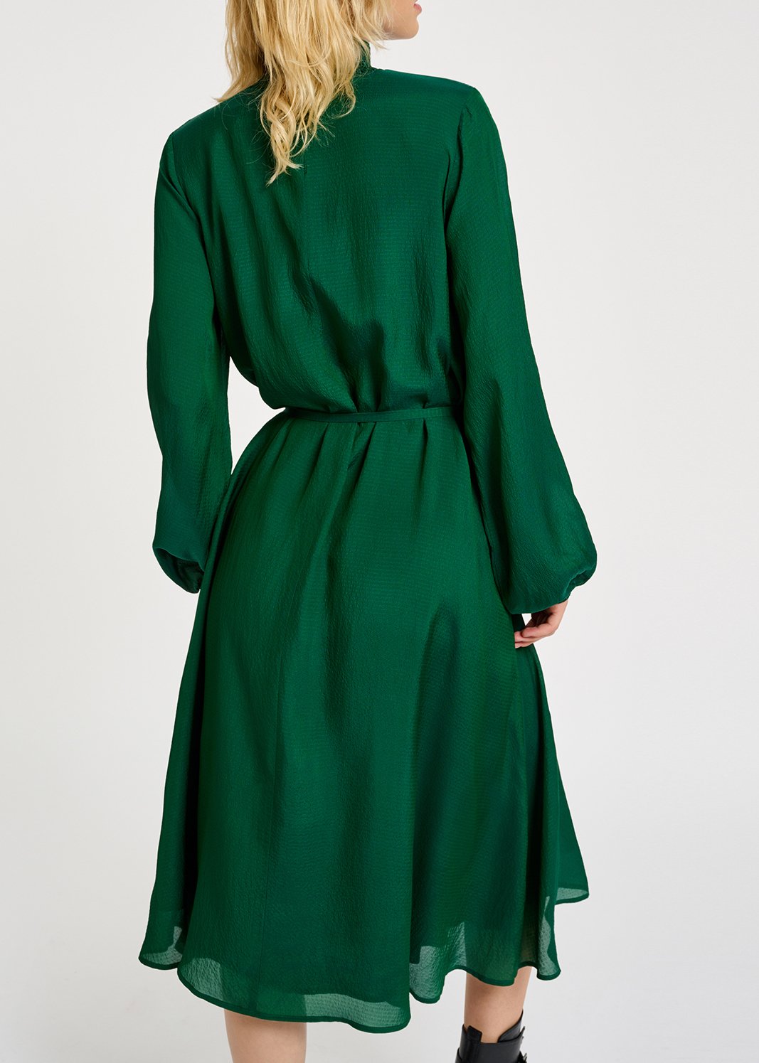 Donkergroene midi-jurk RE—SSENTIEL tweedehands photo 7