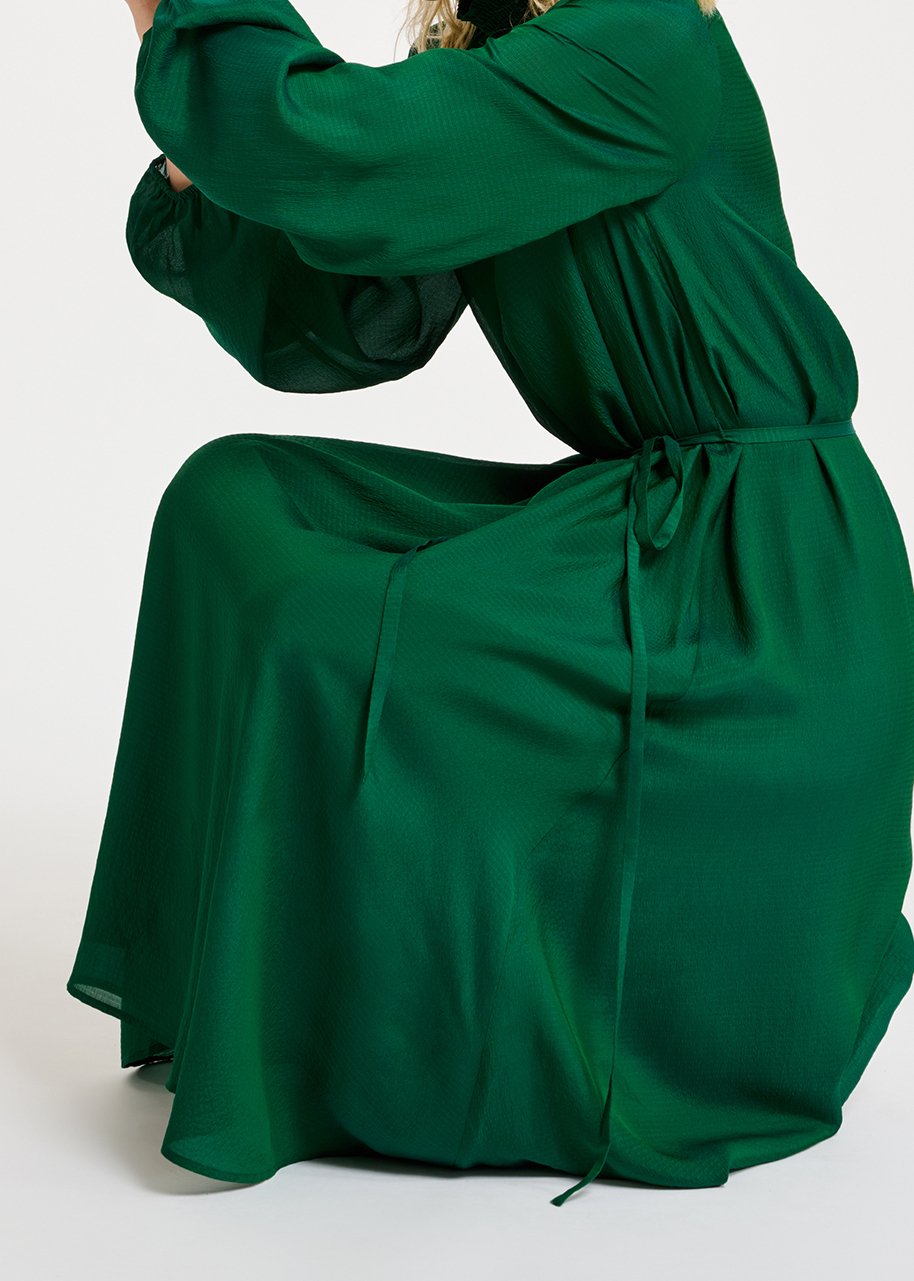 Donkergroene midi-jurk RE—SSENTIEL tweedehands photo 8