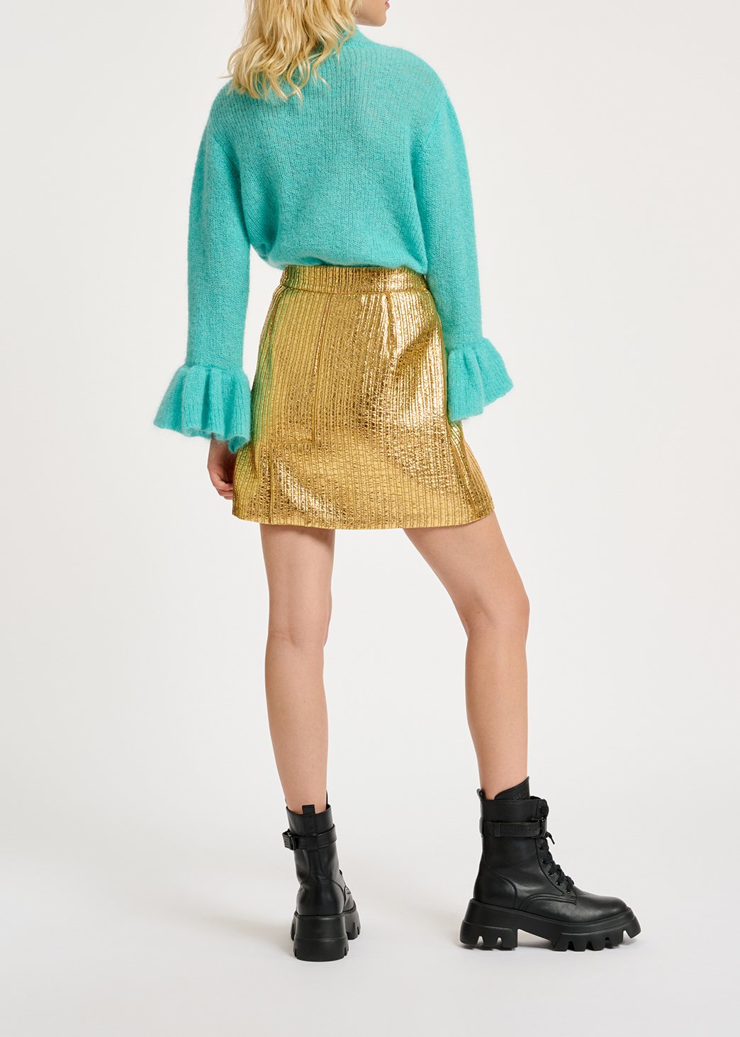 Pull en V turquoise en mohair mélangé RE—SSENTIEL seconde main photo 6
