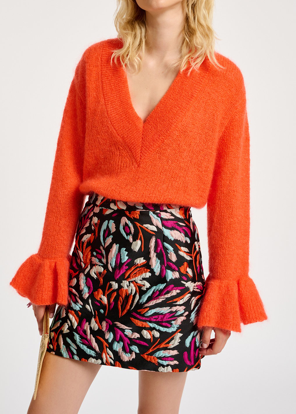 Pull en V orange en mohair mélangé RE—SSENTIEL seconde main photo 7