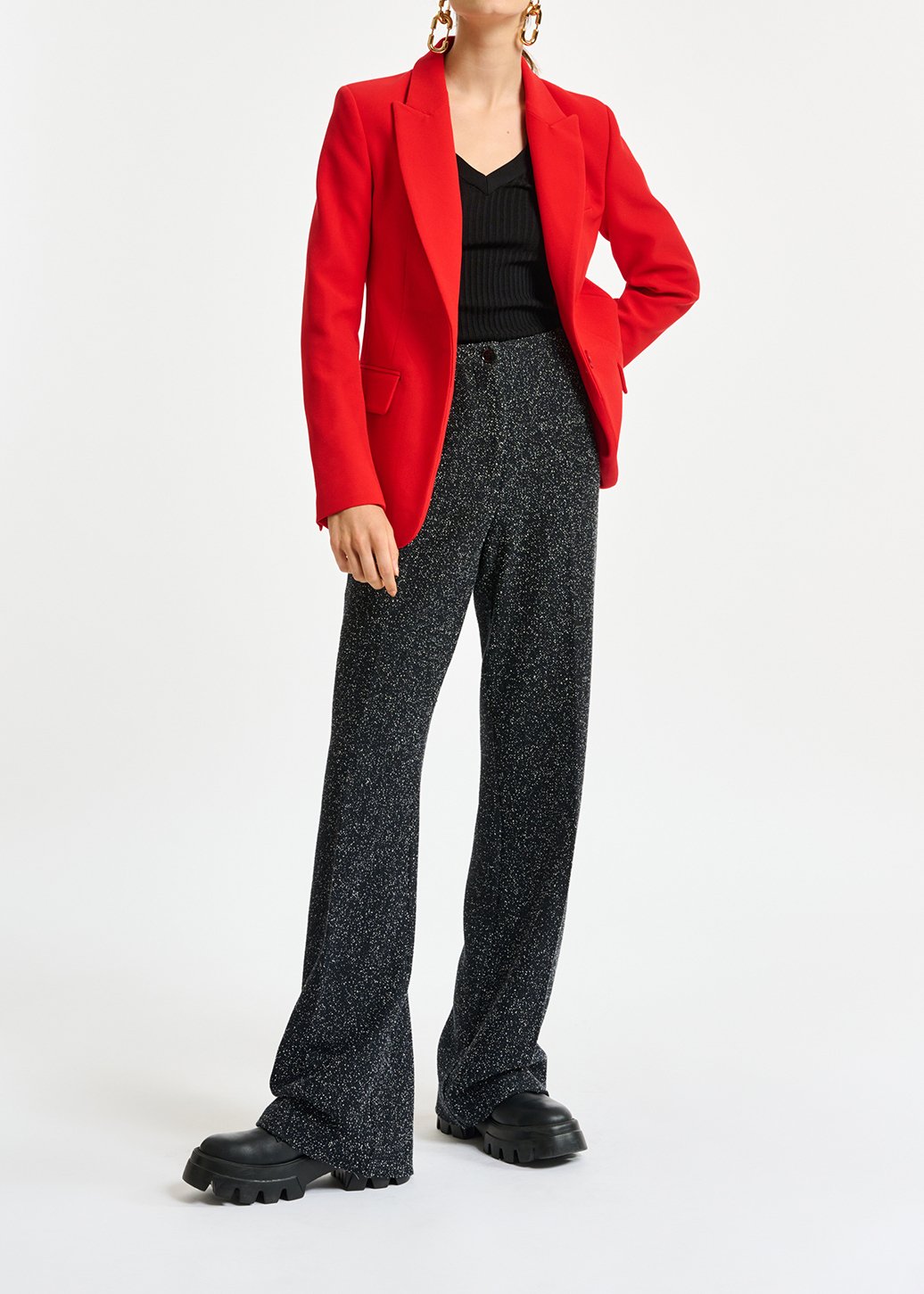 Black wide-leg bouclé pants RE—SSENTIEL second-hand photo 3