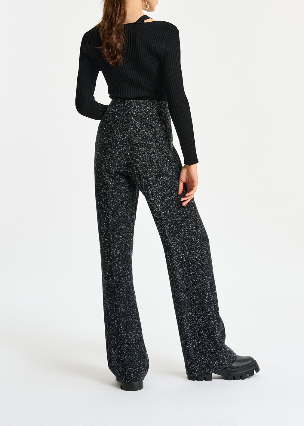 Black wide-leg bouclé pants RE—SSENTIEL second-hand photo 6