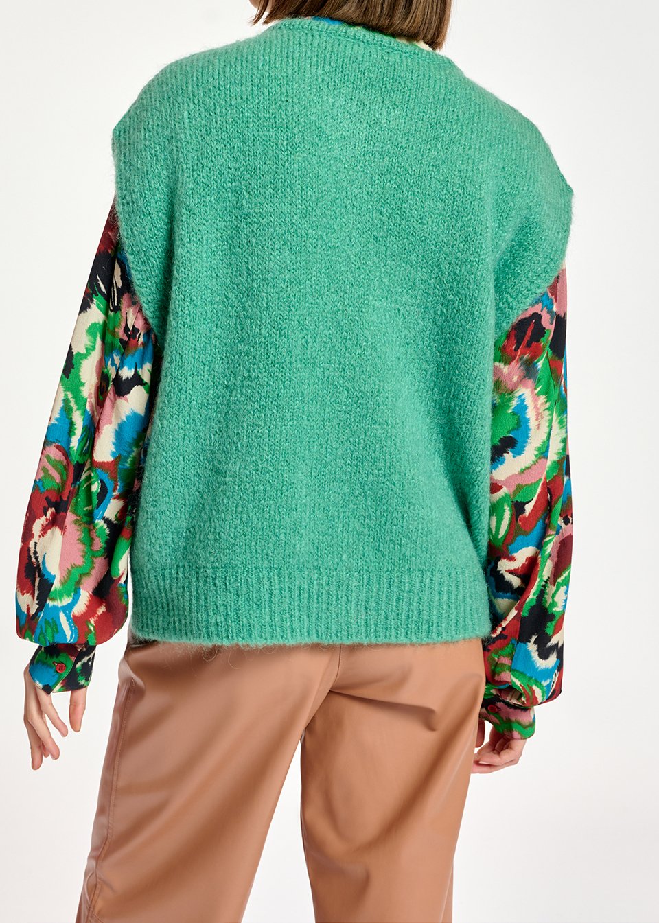 Donkerbeige mouwloze cardigan van mohairmix RE—SSENTIEL tweedehands photo 6