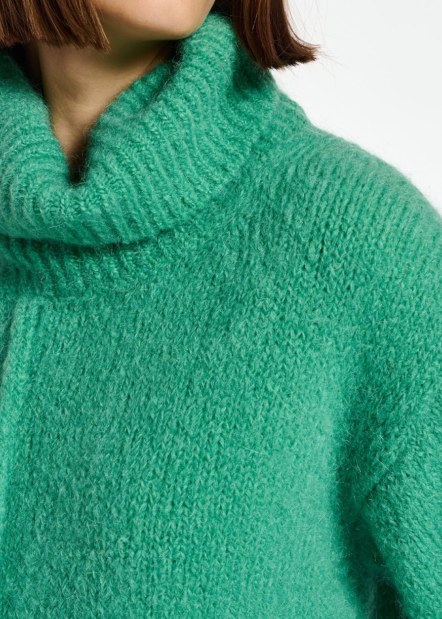 Pull à  col roulé en mohair mélangé beige foncé RE—SSENTIEL seconde main photo 6