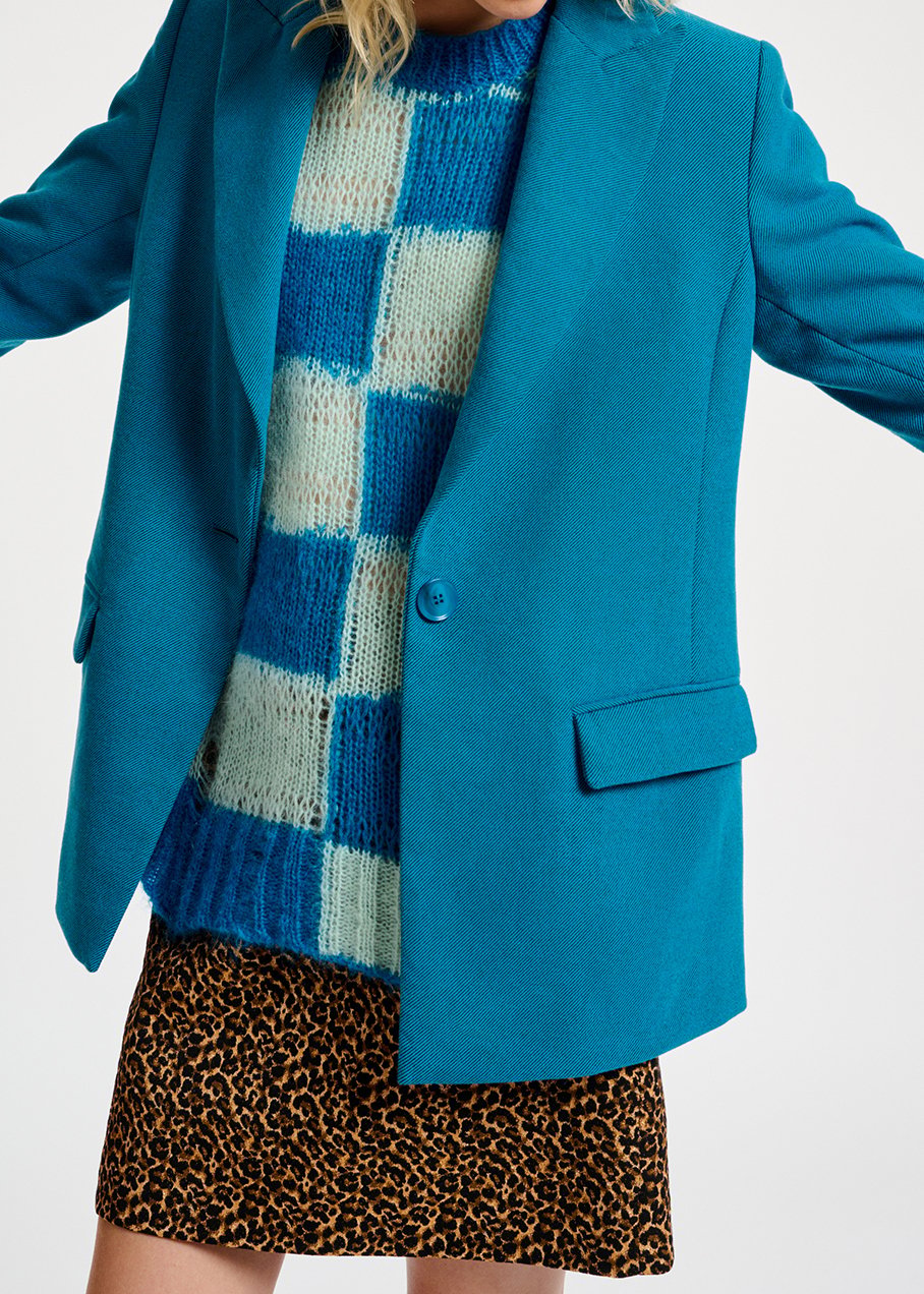 Blazer bleu à  simple boutonnage RE—SSENTIEL seconde main photo 3