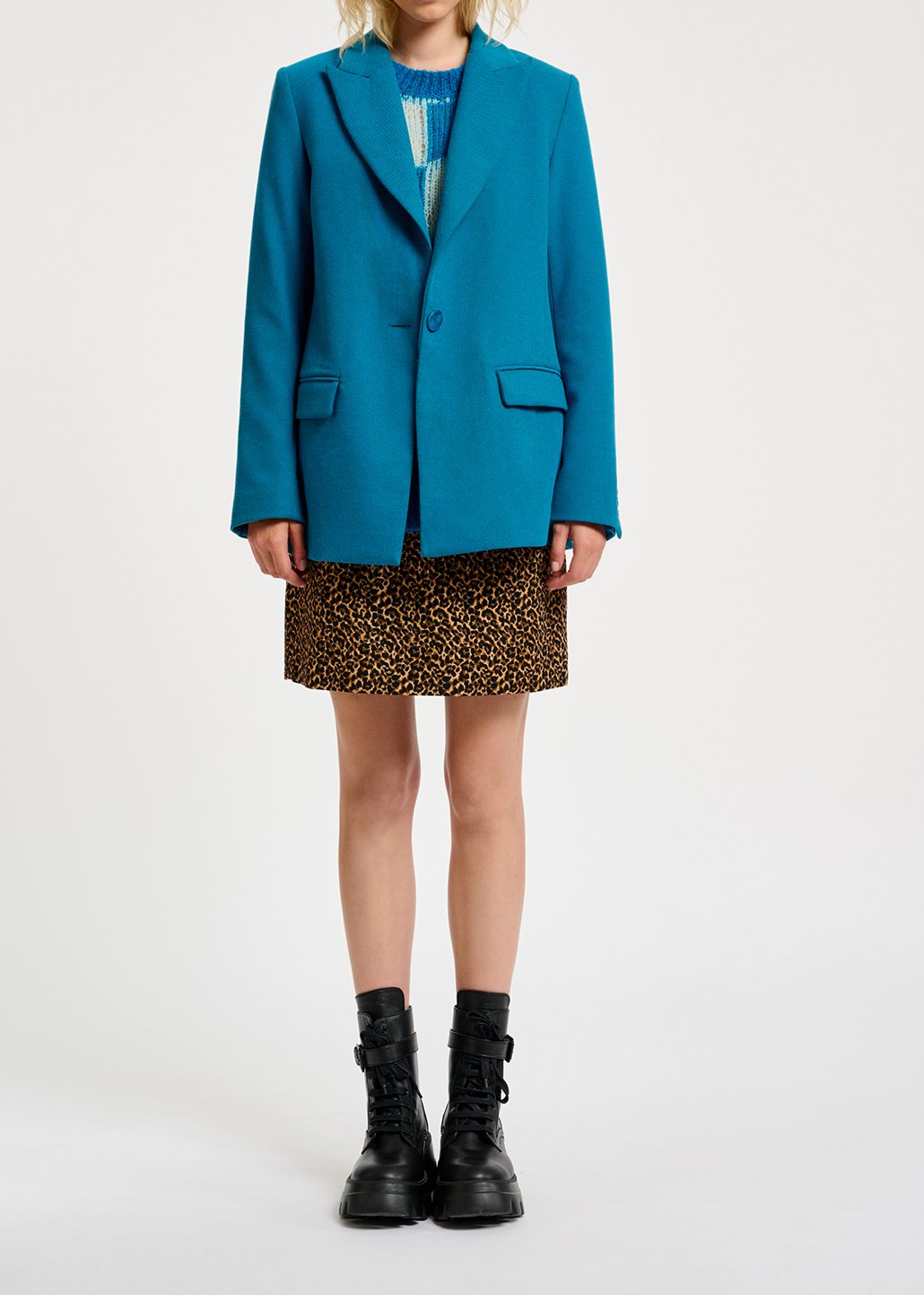 Blazer bleu à  simple boutonnage RE—SSENTIEL seconde main photo 5