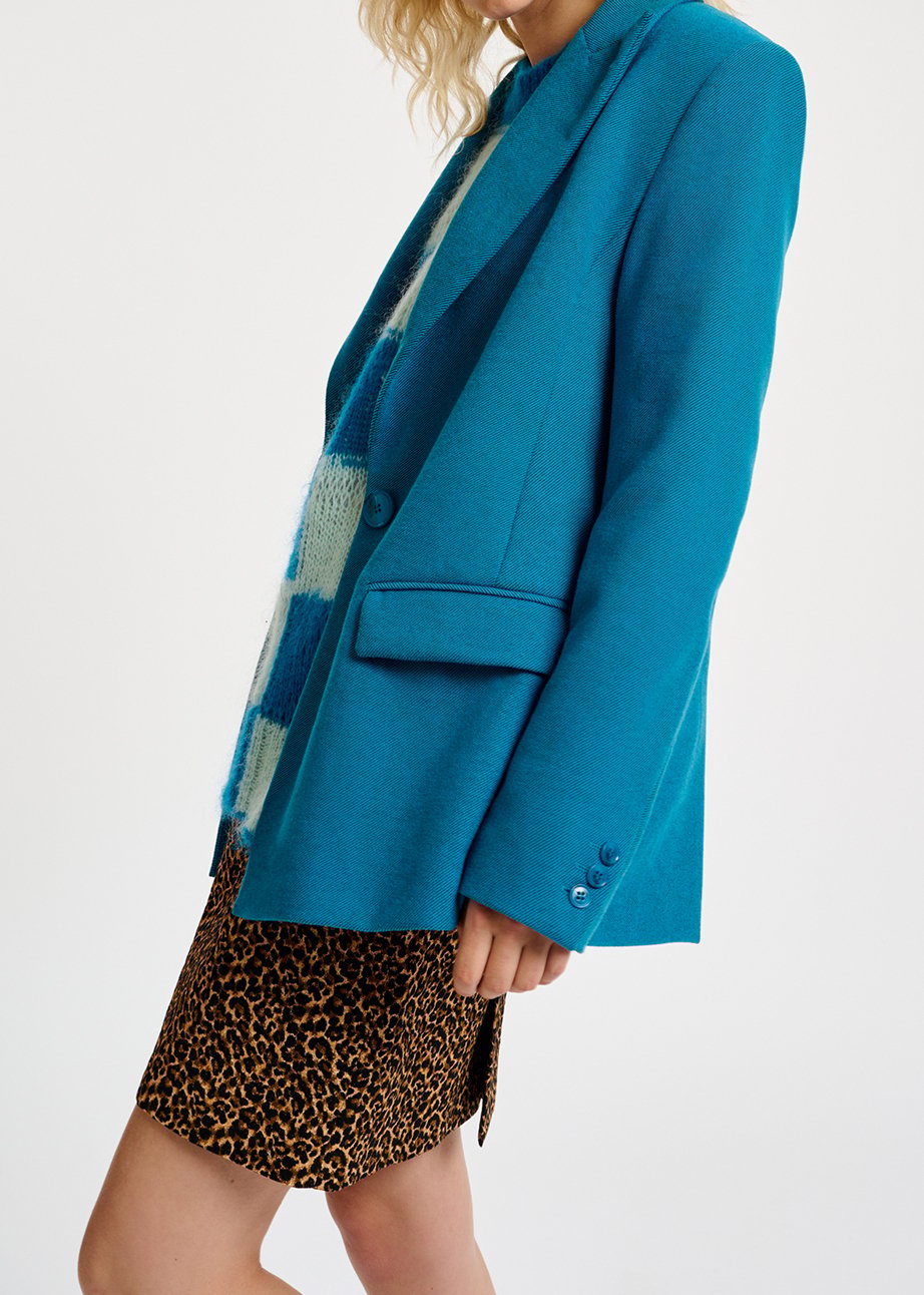 Blazer bleu à  simple boutonnage RE—SSENTIEL seconde main photo 8